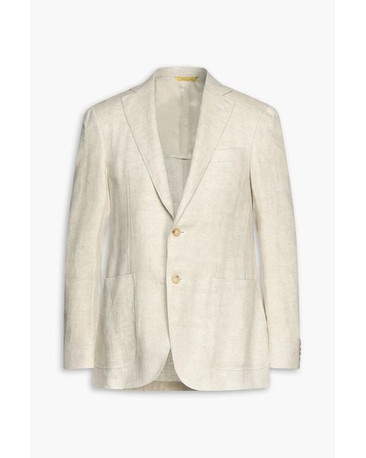 Canali Mélange Herringbone Linen Blazer in White for Men | Lyst Canada