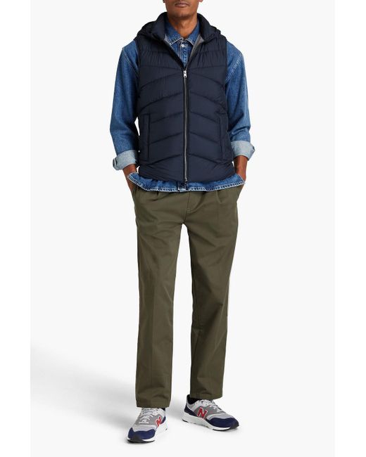 Woolrich Blue Quilted Shell Hooded Vest for men