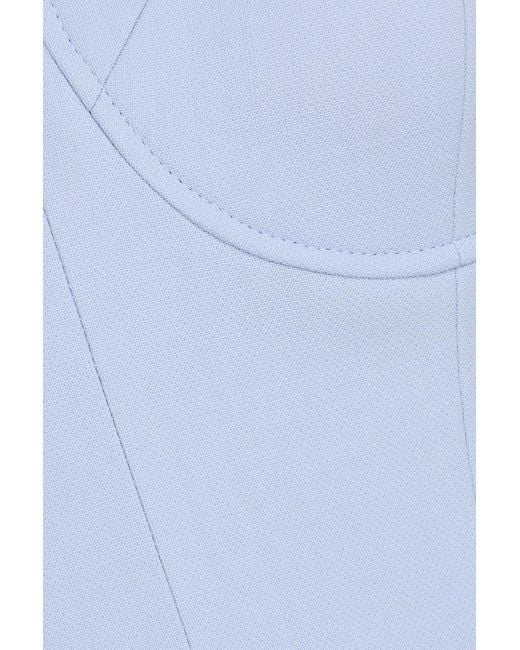 Carolina Herrera Blue Chain-Embellished Wool-Blend Crepe Midi Dress