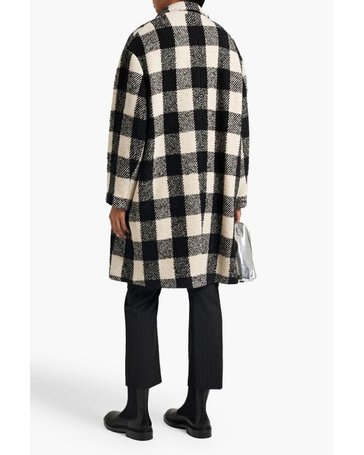 Nili Lotan Black Dylan Double-breasted Checked Bouclé-tweed Coat