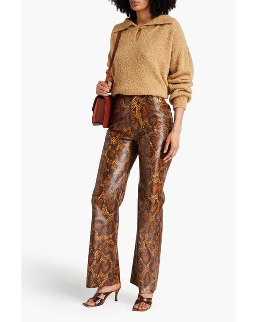 Nanushka Brown Camma Snake-effect Straight-leg Pants