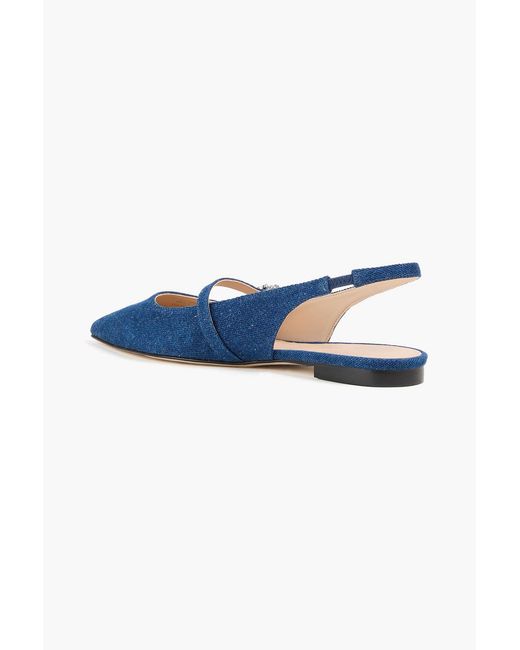 Stuart Weitzman Blue Aura Denim Slingback Mary Jane Flats