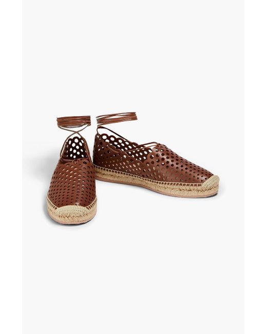 Gianvito Rossi Brown Perforated Leather Espadrilles