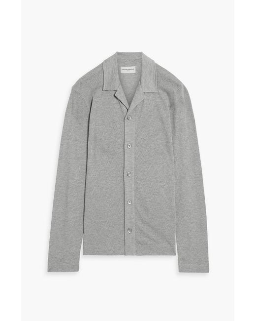 Officine Generale Gray Jacquard-Knit Lyocell And Cotton-Blend Cardigan for men