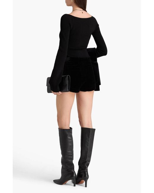 Etro Black Cotton-Blend Velvet Shorts