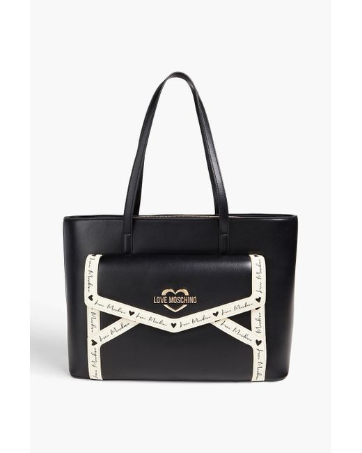 Love Moschino Black Embroidered Faux Leather Tote