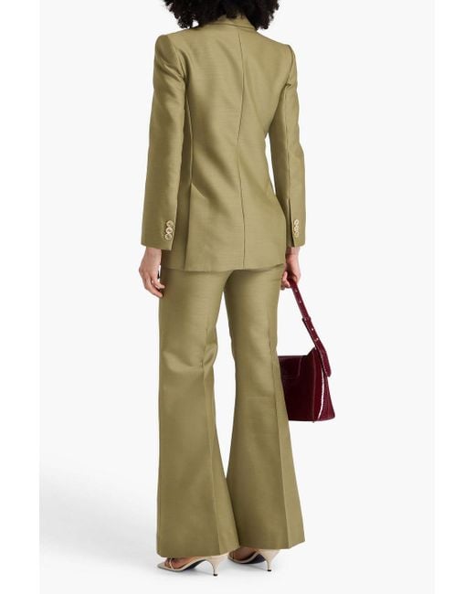Zimmermann Green Double-breasted Wool And Silk-blend Blazer