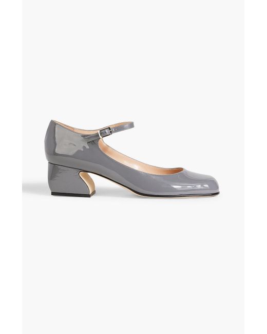 Sergio Rossi Gray Patent-leather Mary Jane Pumps