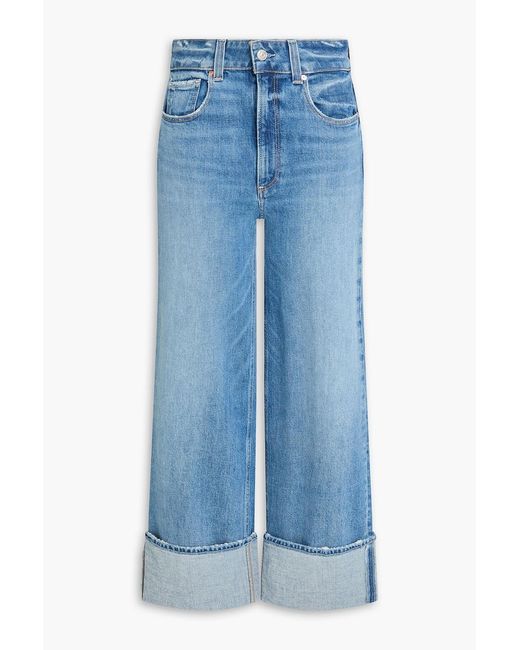 PAIGE Blue Sasha Ankle Faded High-Rise Wide-Leg Jeans