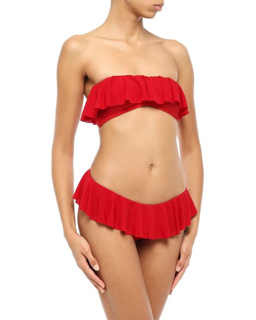red ruffle bikini top