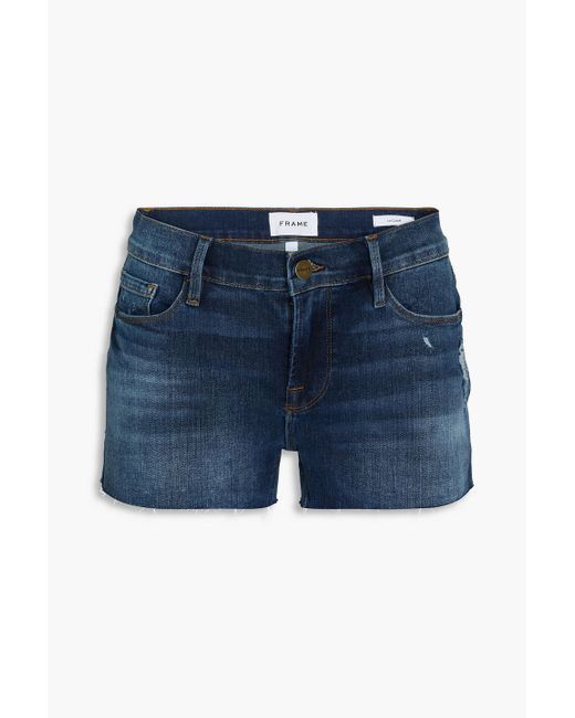 FRAME Blue Distressed Denim Shorts