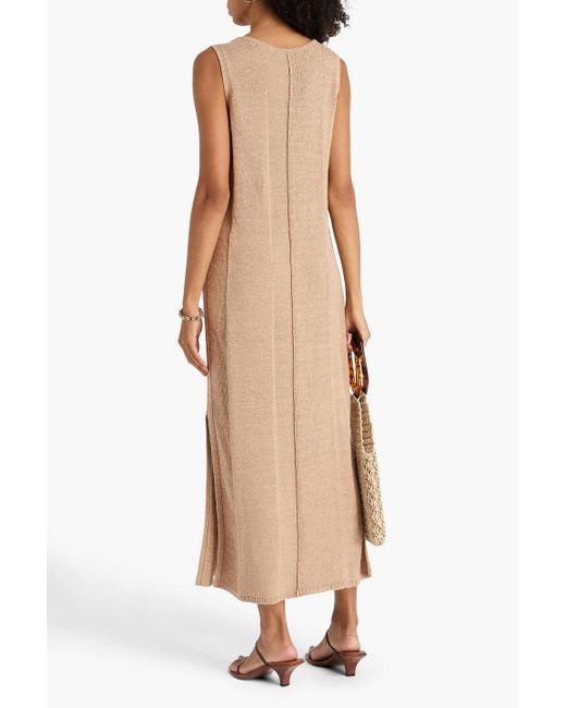 Joseph Natural Ribbed Linen-bend Midi Dress