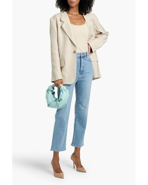 FRAME Blue The Pencil Crop High-Rise Slim-Leg Jeans
