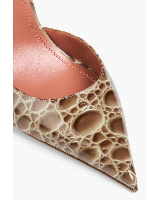 AMINA MUADDI Green Ursina Crystal-embellished Printed Patent-leather Pumps