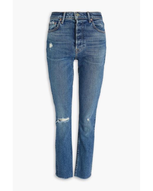 GRLFRND Blue Distressed High-rise Skinny Jeans