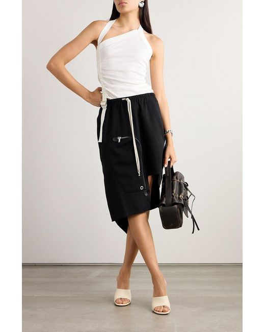 Rick Owens Black Dracca Asymmetric Cotton-Blend Twill Skirt