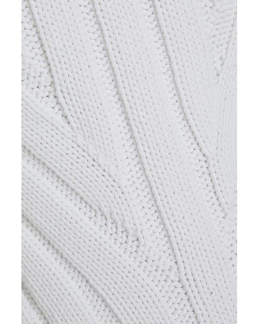 Theory White Ribbed-knit Cotton-blend Sweater