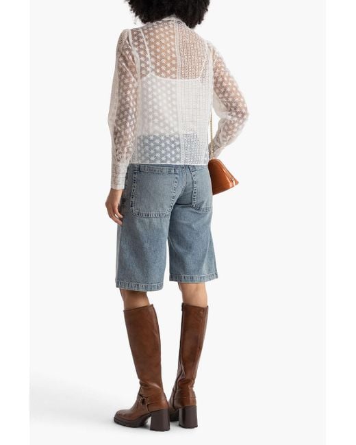 Maje White Embroidered Cotton-blend Organza Shirt