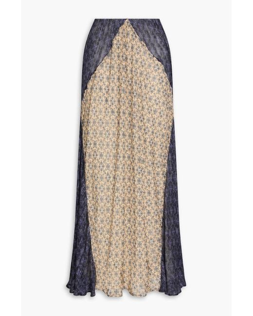 Rag & Bone Natural Delancy Printed Chiffon And Jacquard Maxi Skirt