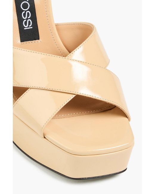 Sergio Rossi Natural Patent-Leather Platform Sandals