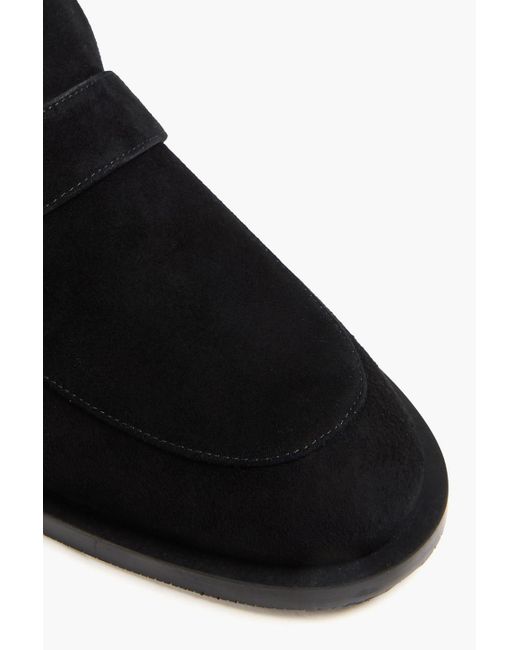 Stuart Weitzman Black Piper Embellished Suede Loafers
