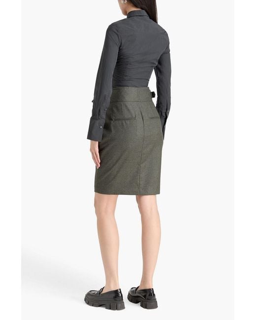 ARMARIUM Gray Lucrezia Pleated Wool Pencil Skirt