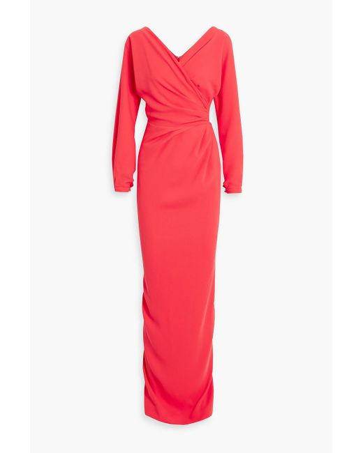 Rhea Costa Red Robe aus crêpe mit raffung und wickeleffekt