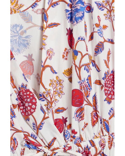 10 Crosby Derek Lam Red Tora Printed Cotton-blend Poplin Mini Dress