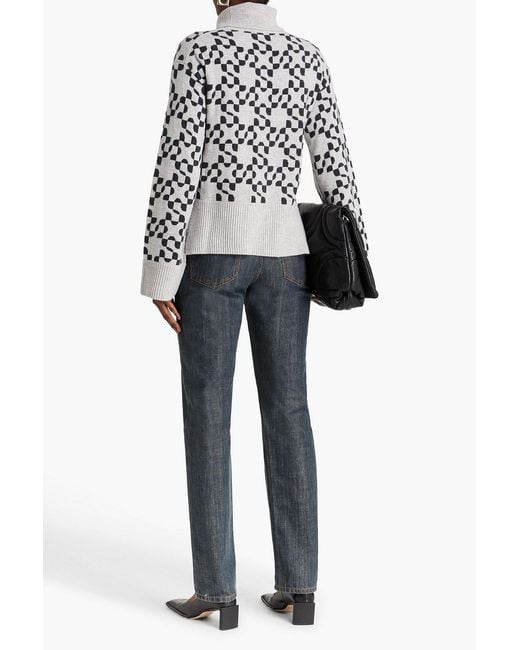 Jonathan Simkhai White Jacquard-Knit Wool And Cashmere-Blend Turtleneck Sweater