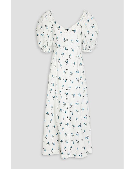 Day Birger et Mikkelsen White Cynthia Floral-print Organic Cotton-poplin Midi Shirt Dress