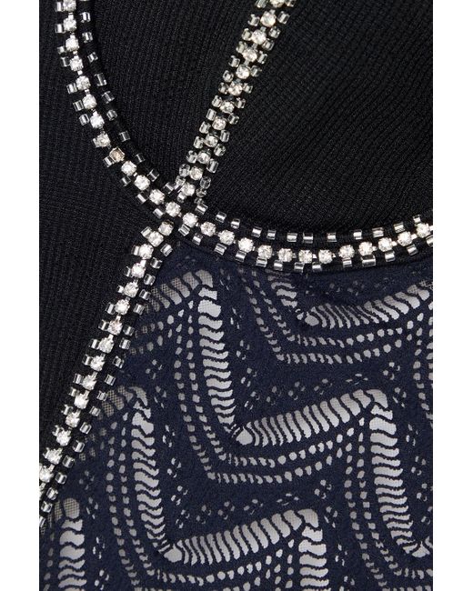 PATBO Blue Cutout Embellished Pointelle-knit Maxi Dress