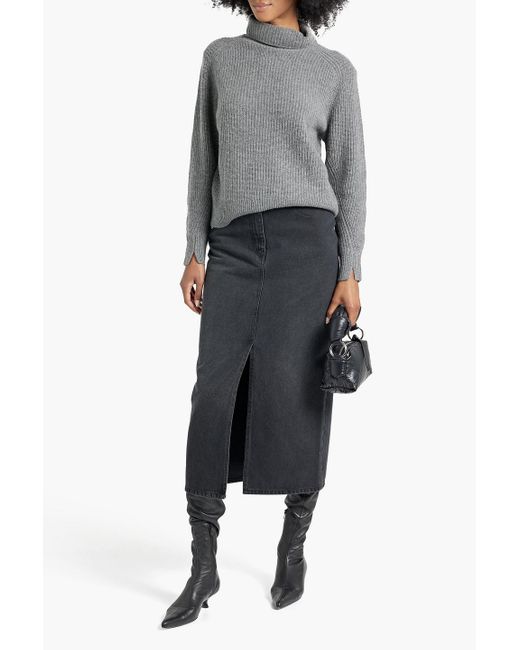 Rag & Bone Gray Penelope Ribbed Wool And Cashmere-blend Turtleneck Sweater