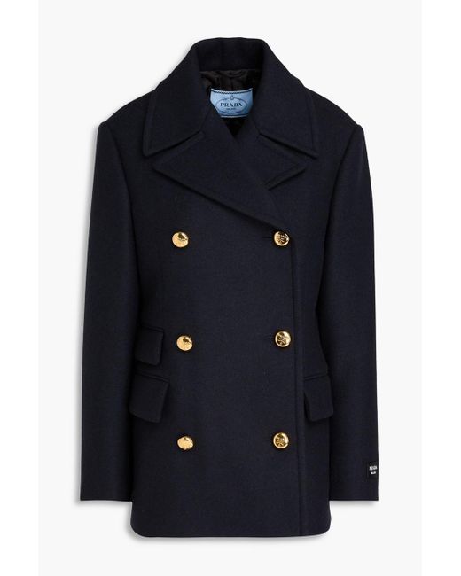 Prada Blue Doppelreihiger tel aus woll-twill