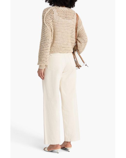 Brunello Cucinelli White High-Rise Wide-Leg Jeans