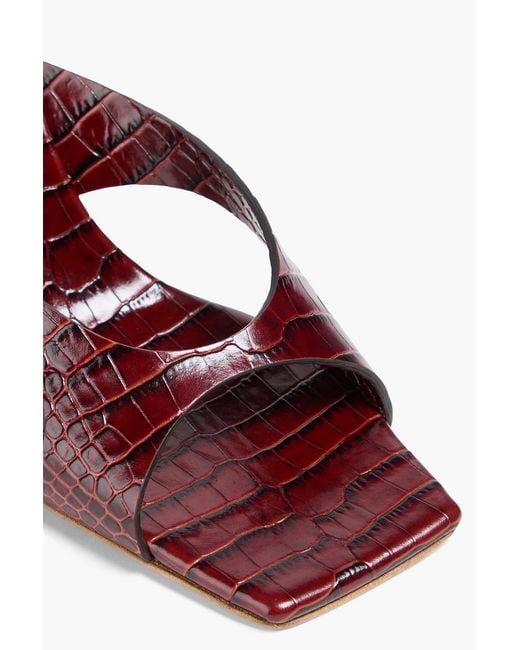 A.W.A.K.E. MODE Brown Chiara Croc-Effect Leather Sandals