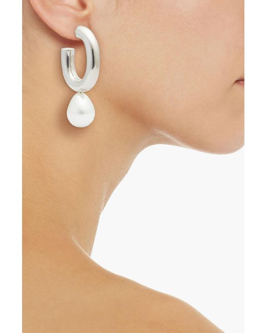 Simone Rocha Metallic Silver-tone Faux Pearl Hoop Earrings