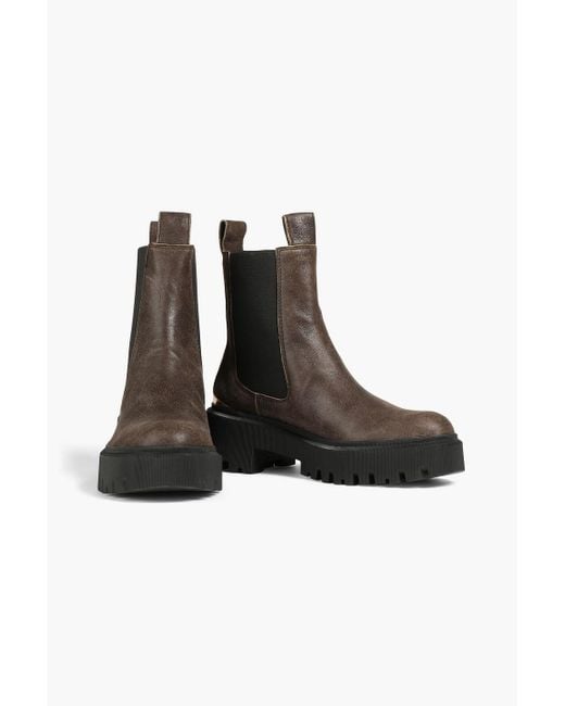 Maje Brown Leather Chelsea Boots