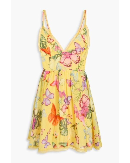 Charo Ruiz Yellow Issya Printed Cotton-Blend Mini Dress