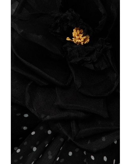 Dolce & Gabbana Black Embellished Pussy-Bow Polka-Dot Silk-Chiffon Maxi Dress
