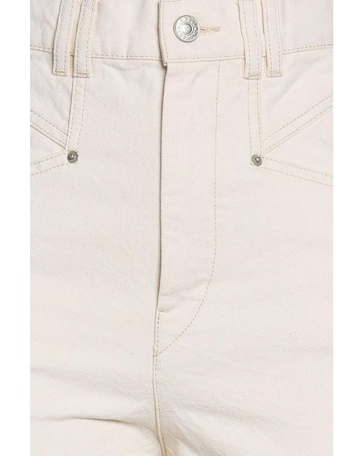 Isabel Marant White Dilali Cropped High-Rise Straight-Leg Jeans