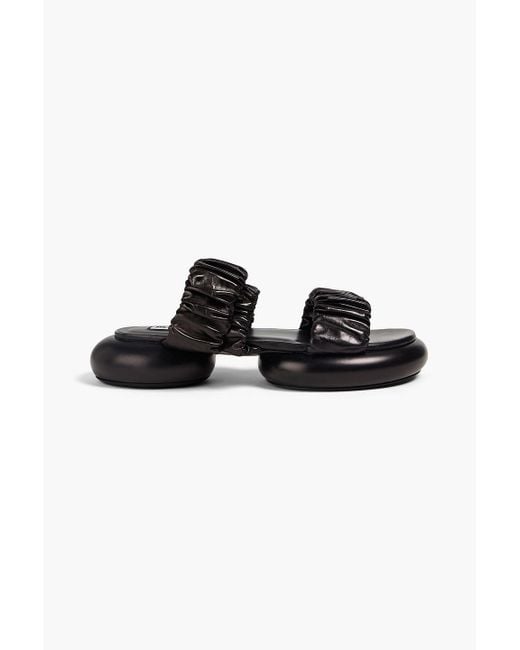 Jil Sander Black Ruched Leather Platform Sandals