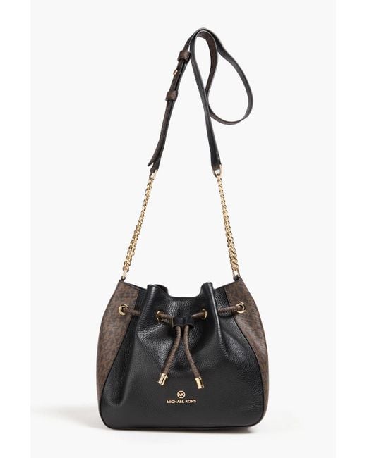 MICHAEL Michael Kors Black Logo-print Pebbled-leather Bucket Bag