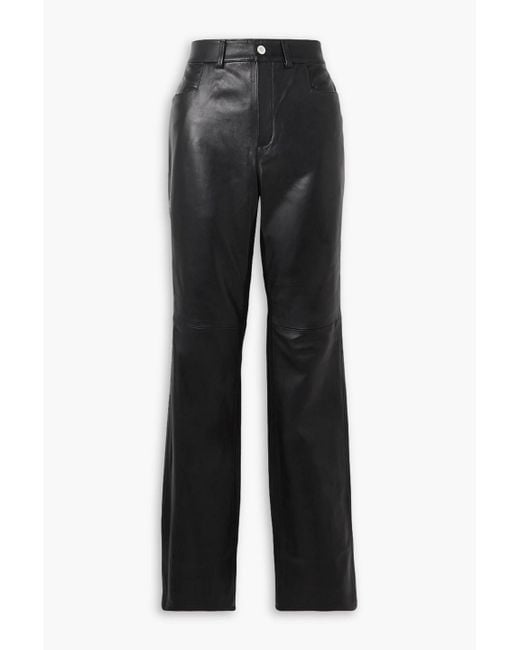 Wandler Black Aster Leather Straight-leg Pants