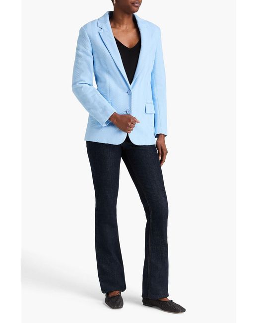 Missoni Blue Crochet-Knit Cotton-Blend Blazer