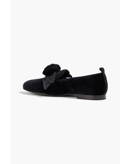 Dolce & Gabbana Black Floral-appliquéd Velvet Loafers