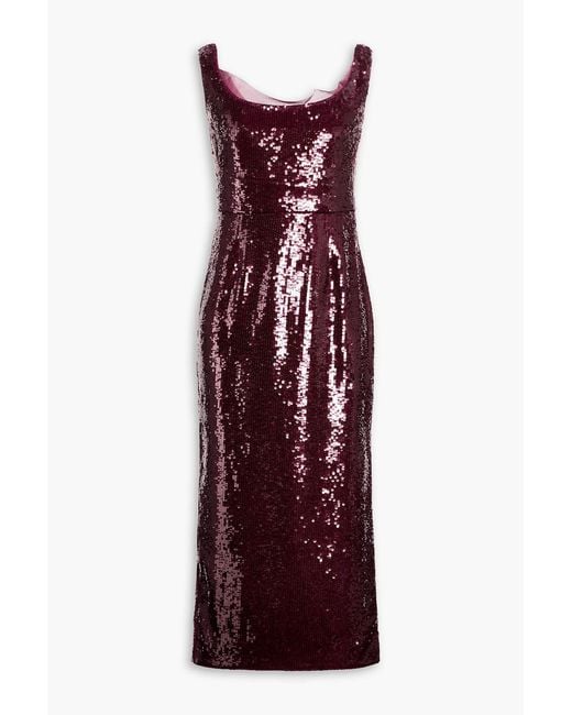Roland Mouret Purple Sequined Tulle Midi Dress