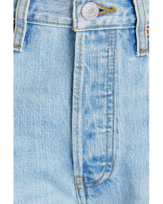 Re/done Blue 70s Distressed High-rise Straight-leg Jeans
