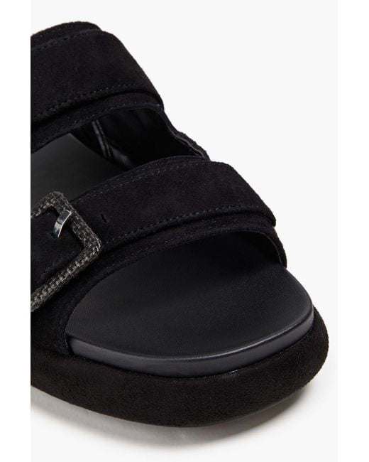 Sam Edelman Black Kenzie Buckled Suede Slides