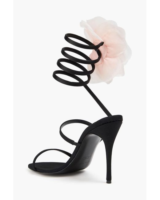 Magda Butrym White Floral-Appliquéd Grosgrain Sandals