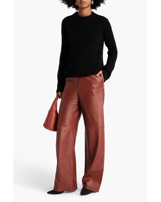 Loulou de Saison Black Cosmo Ribbed Cashmere Sweater